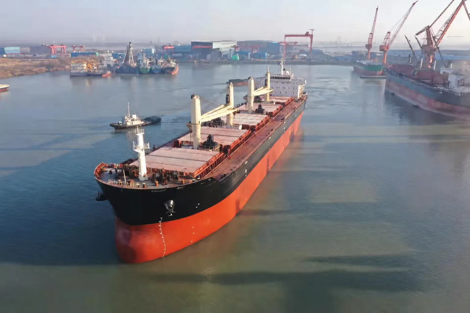 Aerial view of dry-dock project progress