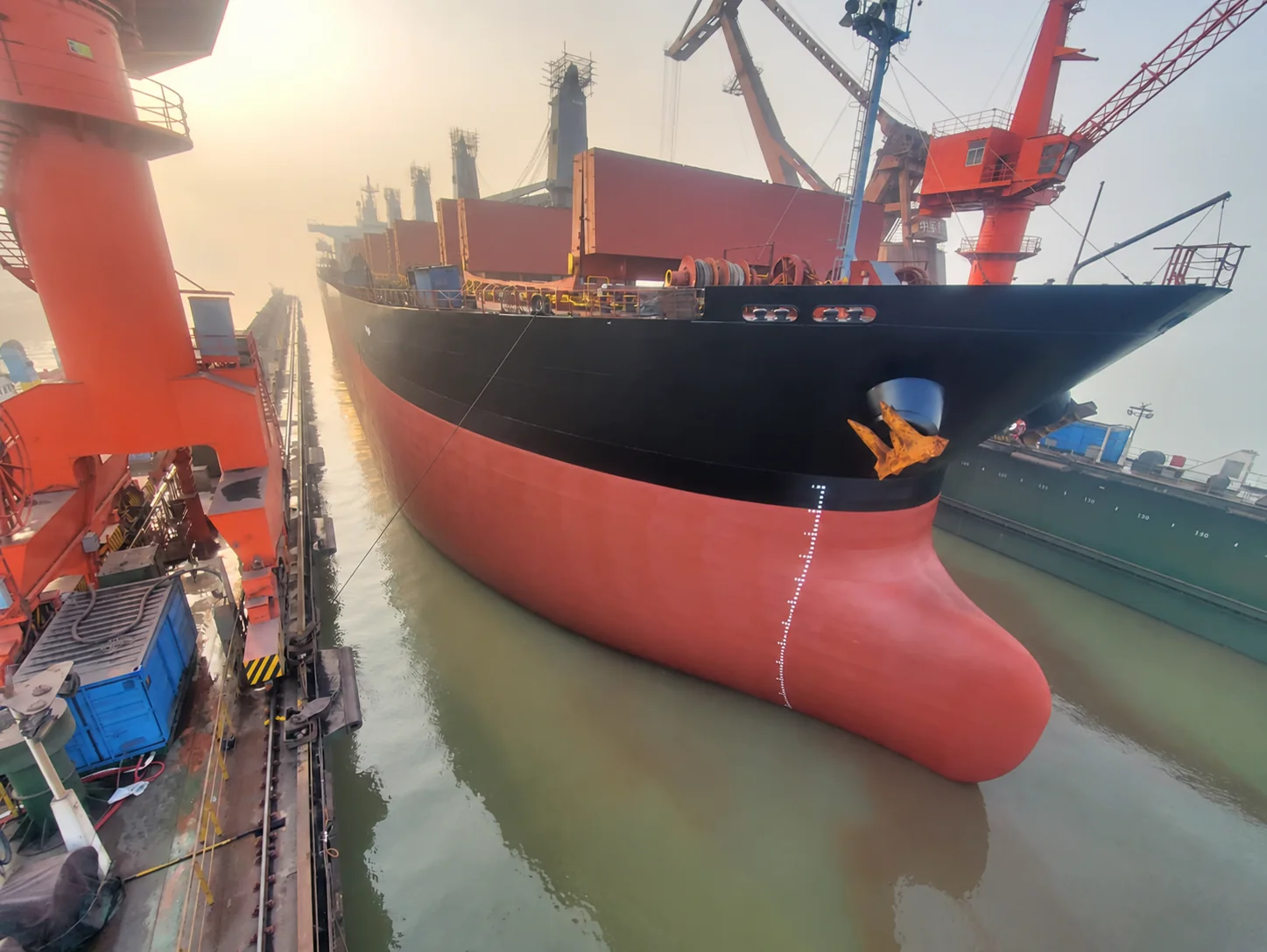 Hull condition and coating work in dry dock