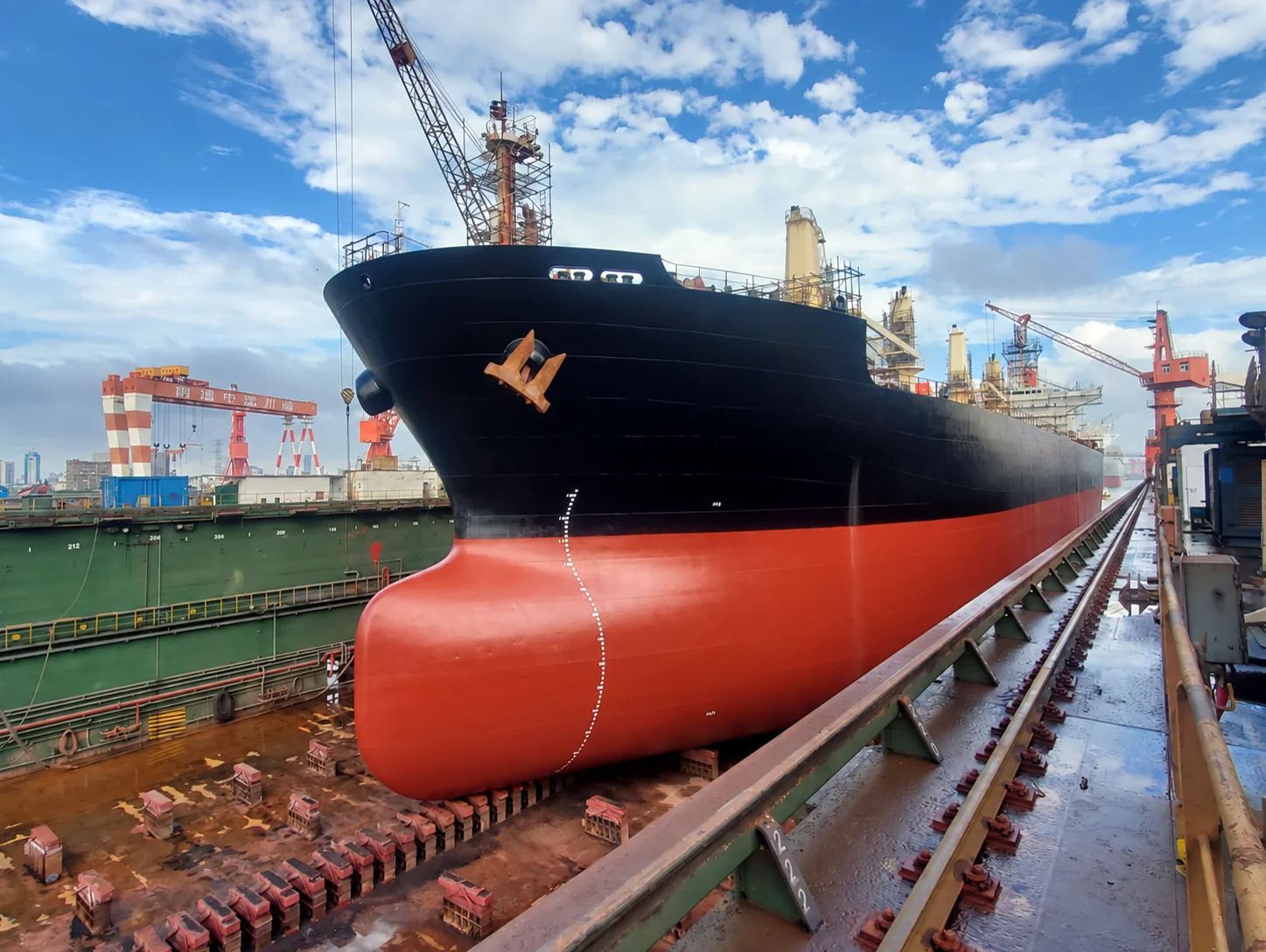 Bulk carrier bow during dry-docking works